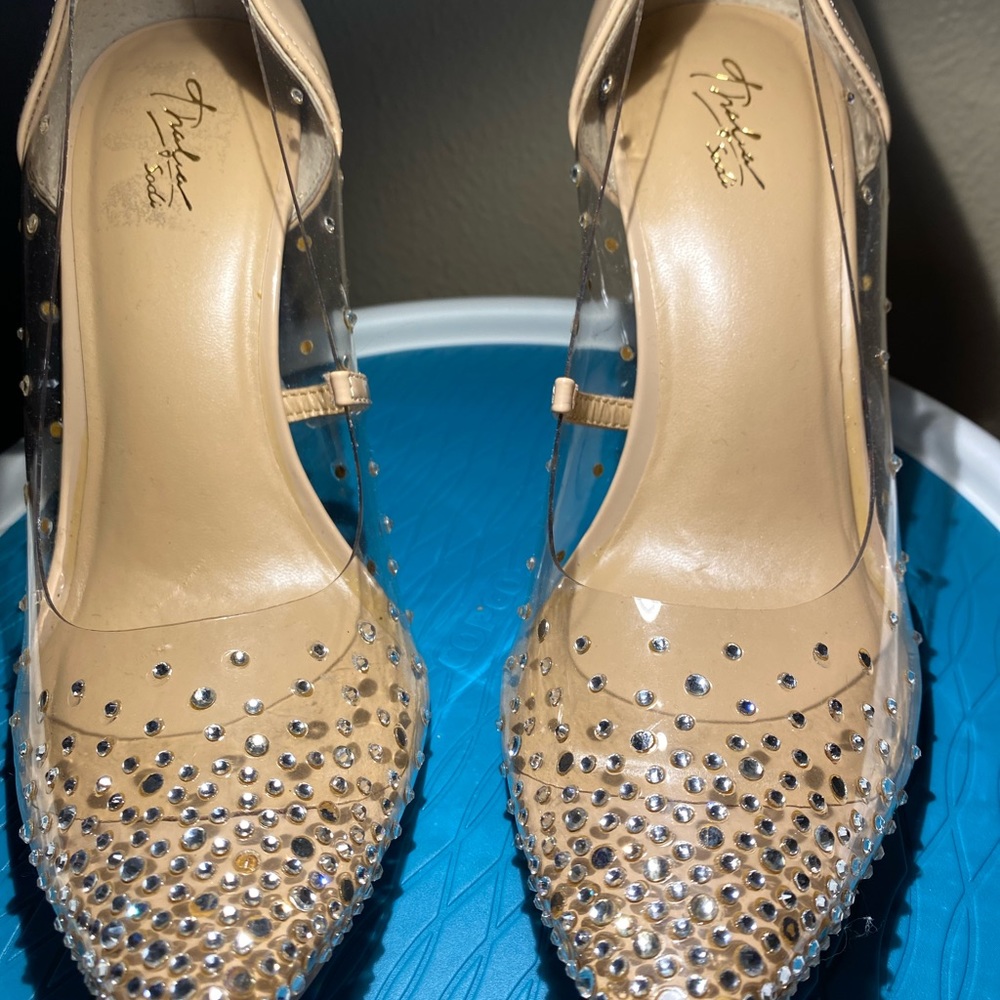 Thalia Sadi -  Cream clear high heels with rhinestones. Brand New / Not in box